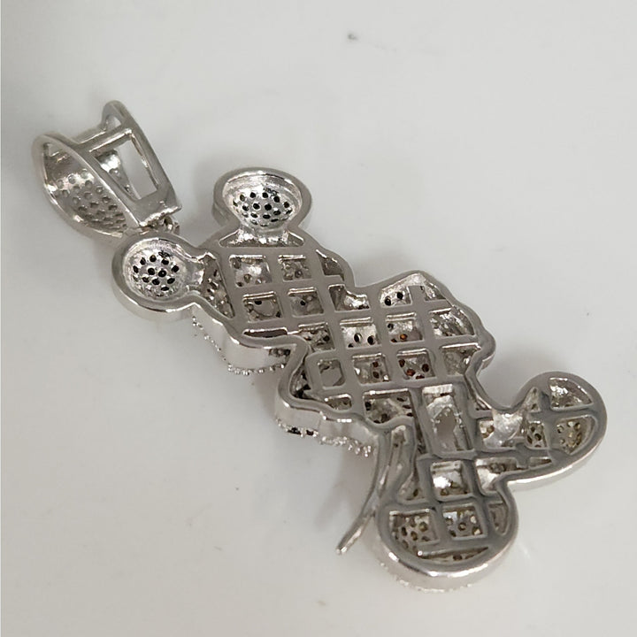 925 sterling silver Iced Out Mickey Mouse Pendant black red and white CZ Charm