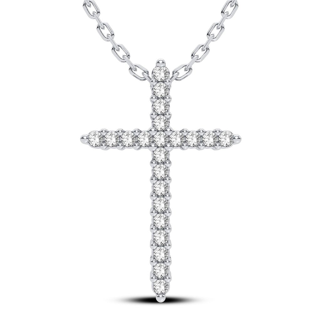 Luminous 10k White Gold Lab Diamond Womens Pendant Charm