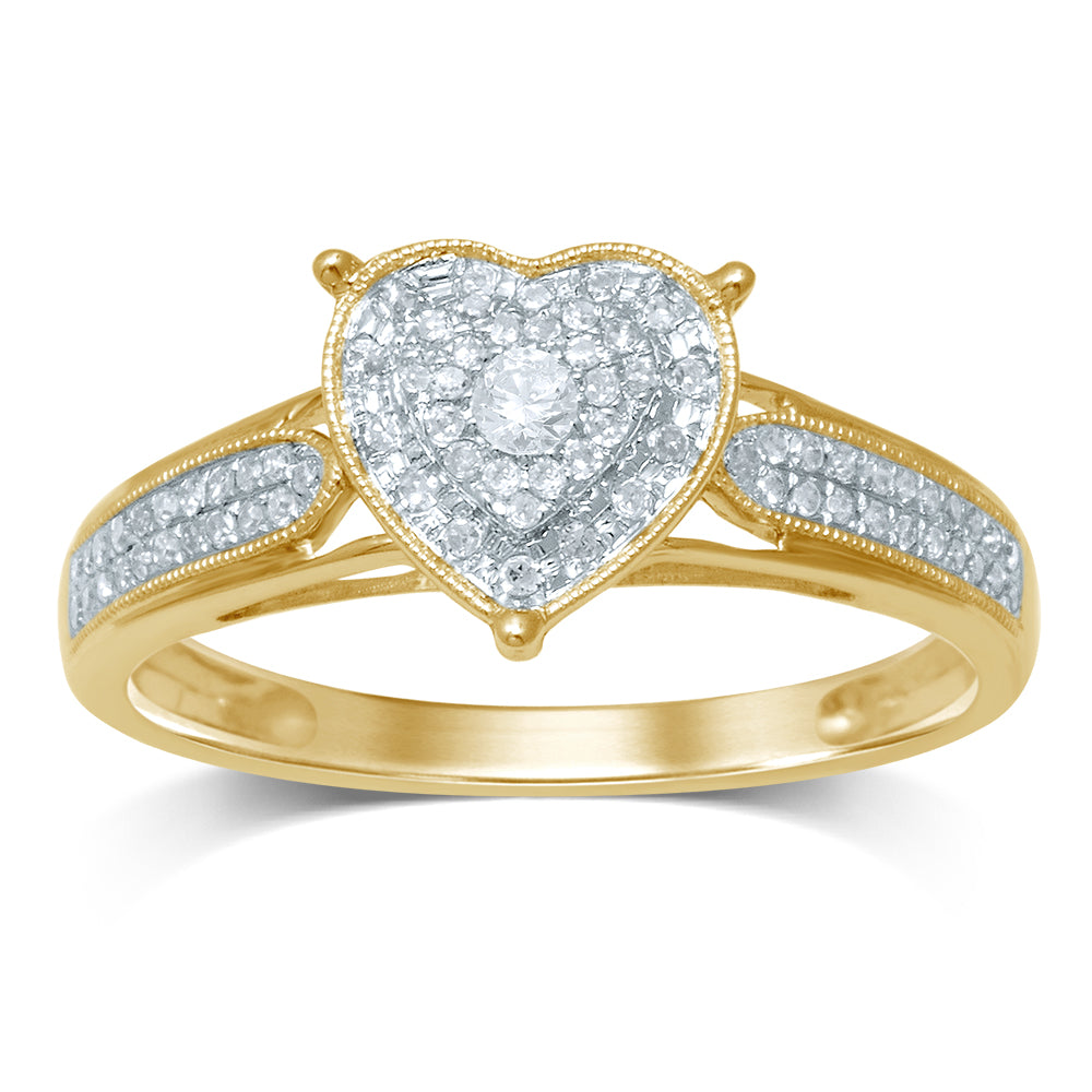Chic 14K Yellow Gold Diamond Fashion Ring for Women