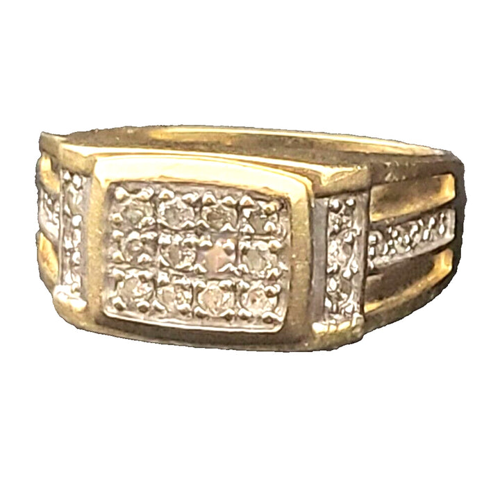 10K Yellow Gold Diamond Square Grid Ring With 5.4g Of Gold Size 10.5