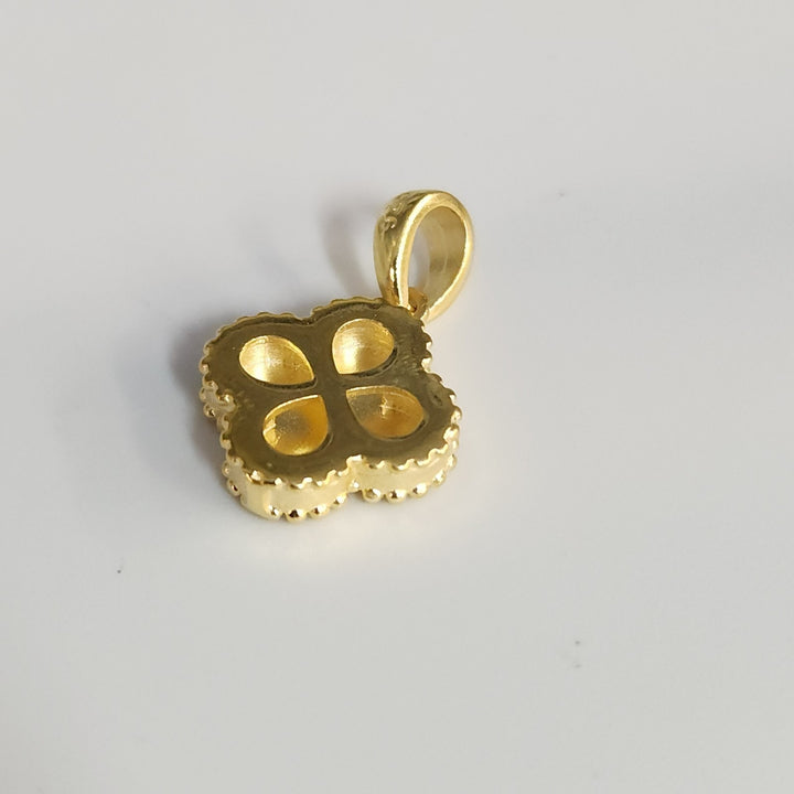 Elegant Sterling Silver Gold Finish Clover Charm