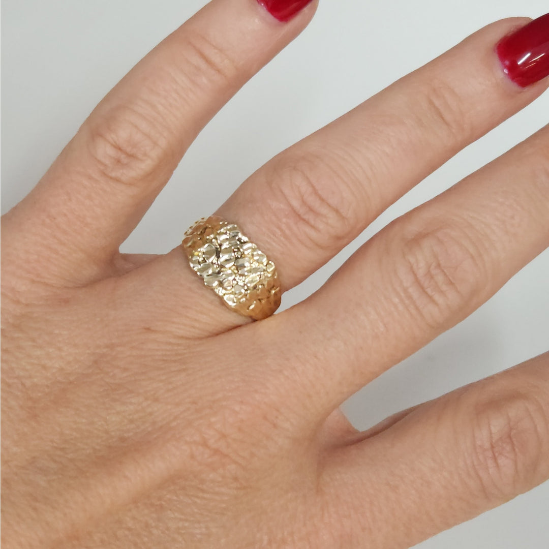 10K Yellow Gold Textured Nugget Ring Size 7.25