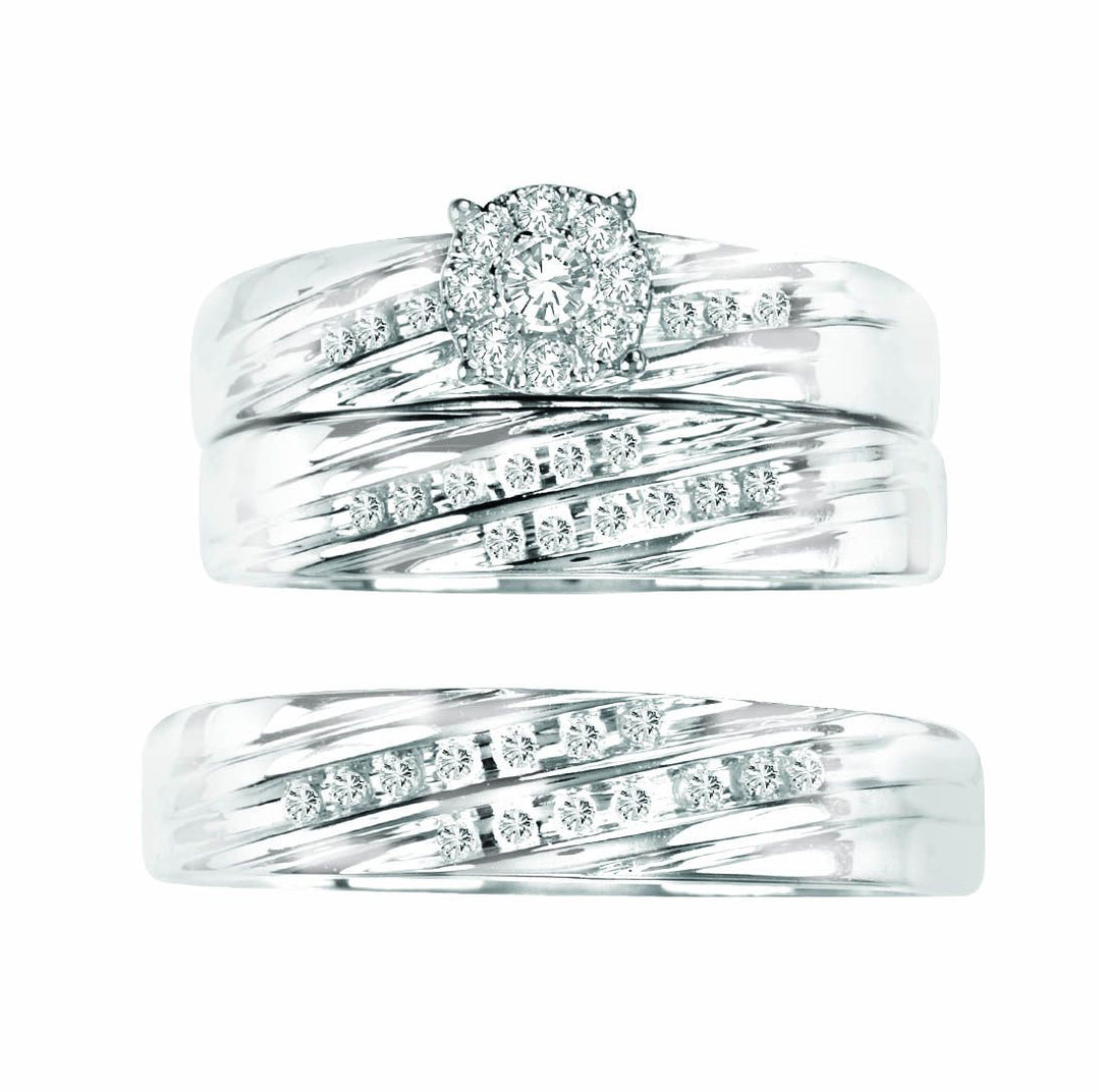 14k White Gold Lab Diamond Trio Set - Timeless Elegance