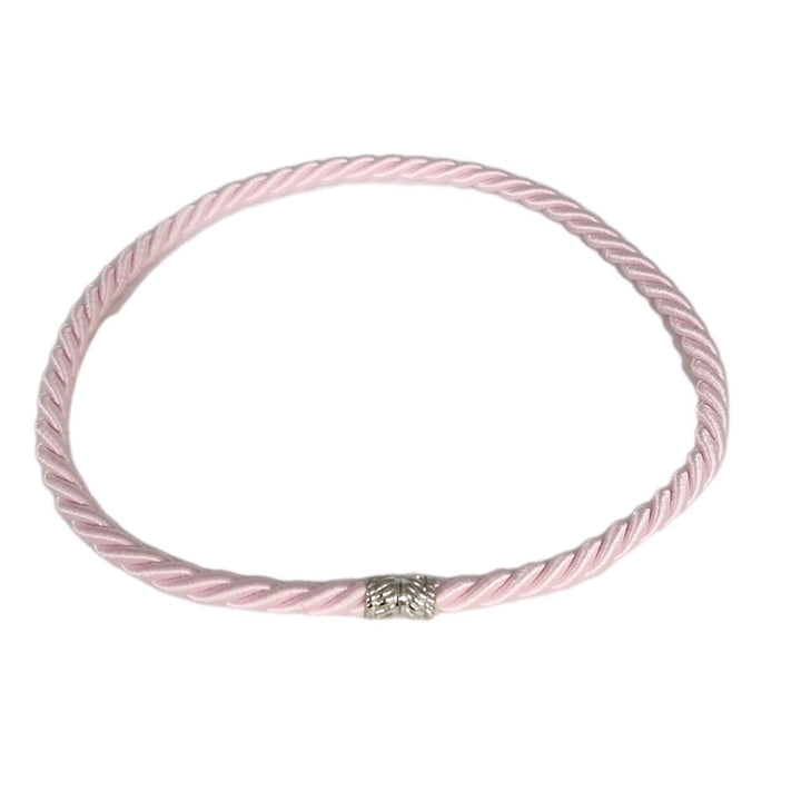 Judith Ripka Braided Pink Choker With Sterling Magnet Clasp 17"
