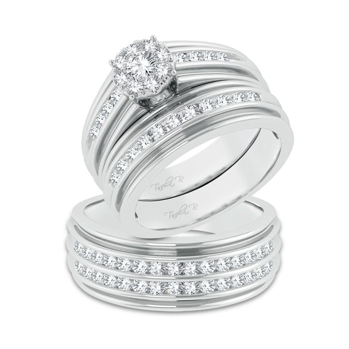 14k White Gold Lab Diamond Trio Set - Timeless Elegance
