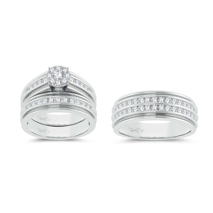 14k White Gold Lab Diamond Trio Set - Timeless Elegance