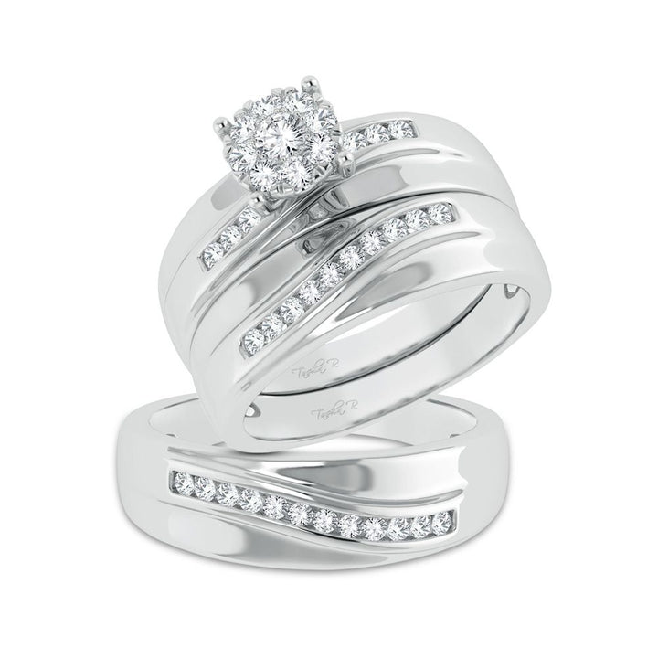 14k White Gold Lab Diamond Trio Set - Timeless Elegance