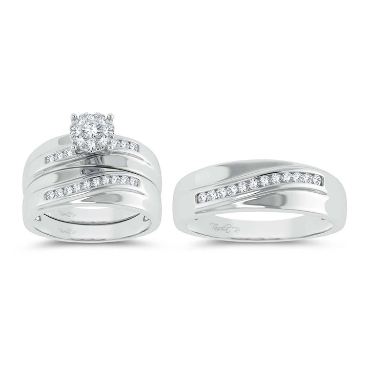 14k White Gold Lab Diamond Trio Set - Timeless Elegance