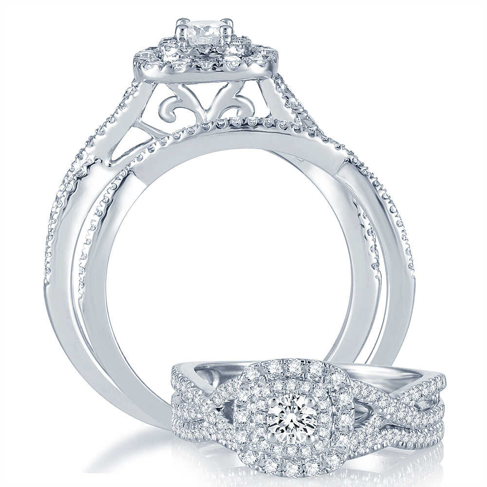 14K White Gold 0.75CT Diamond Bridal Ring - Timeless Elegance