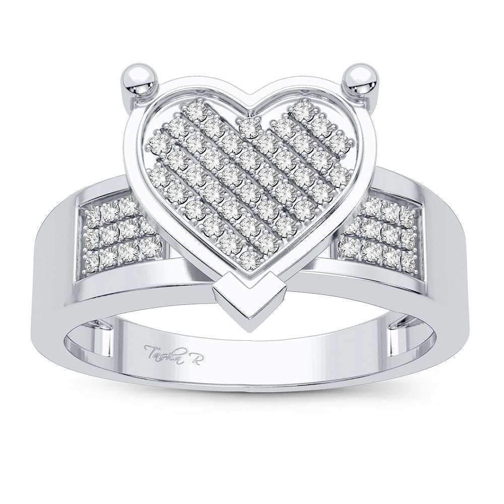 Chic 10k White Gold Lab Diamond Womens Fashion Ring