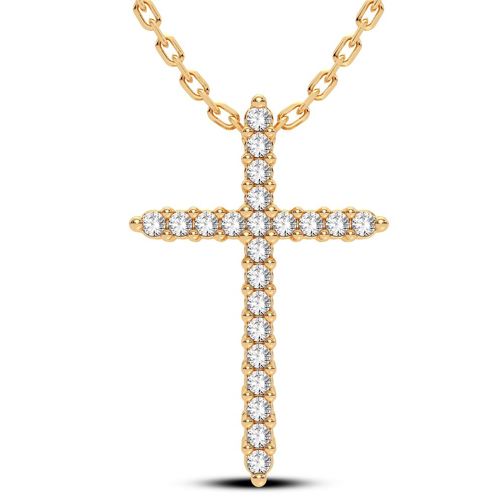 Delicate 10k Gold Lab Diamond Religious Pendant for Women