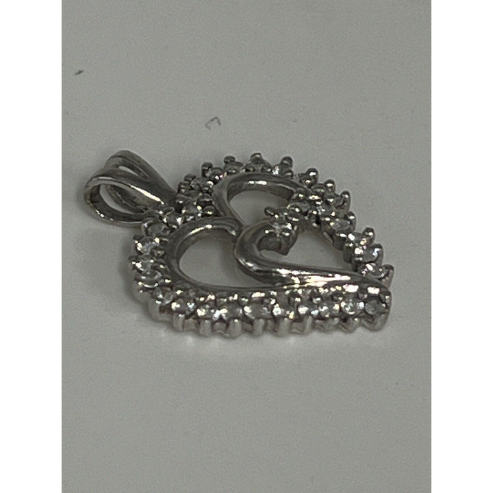 10k White Gold Double Heart Pendant