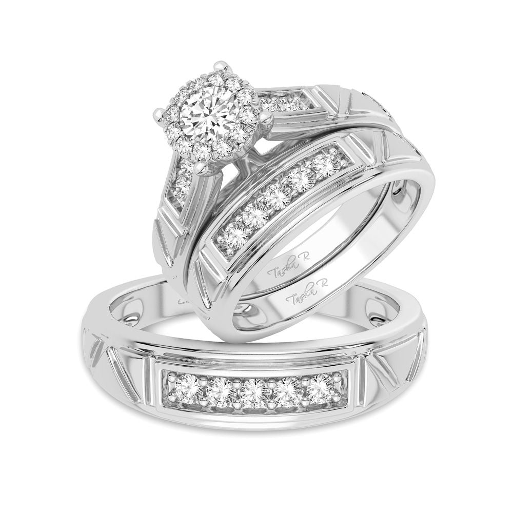 14k White Gold Lab Diamond Trio Set - Timeless Elegance