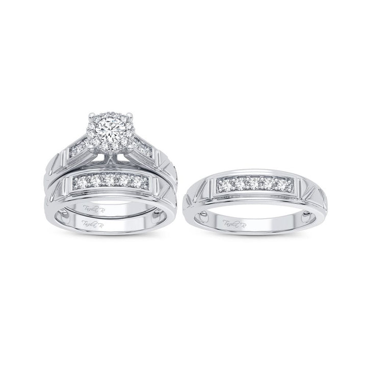 14k White Gold Lab Diamond Trio Set - Timeless Elegance