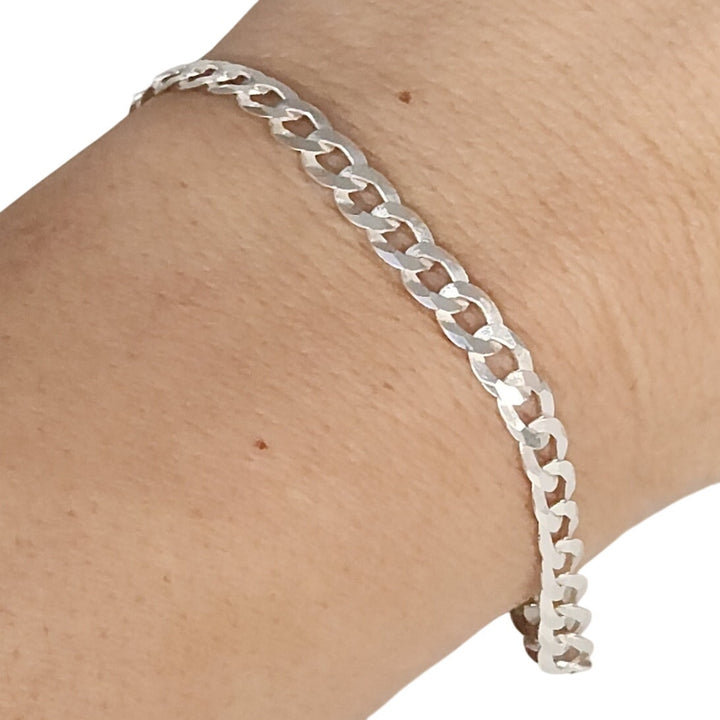 Elegant 925 sterling silver curb Cuban bracelet 8"