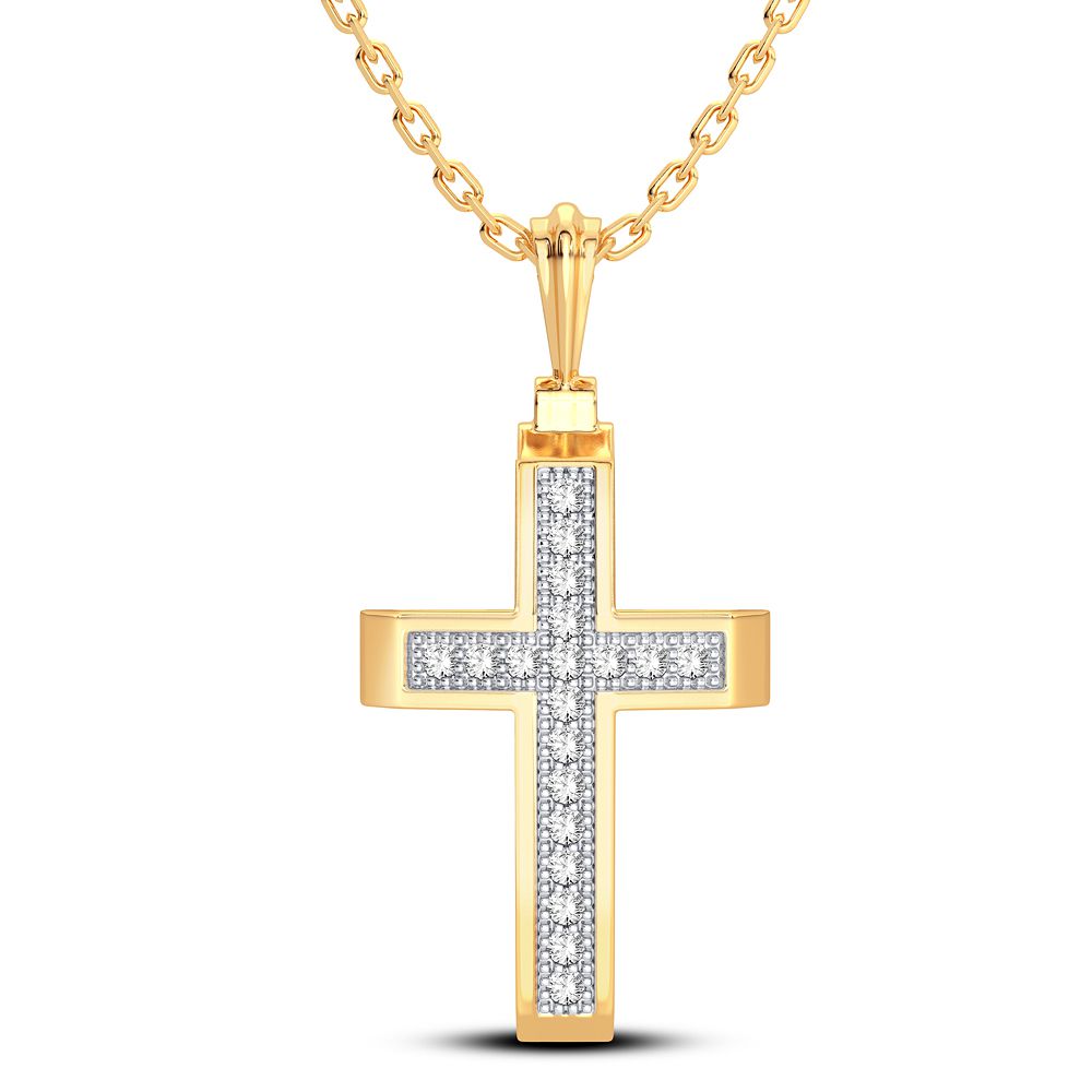 10k Yellow Gold Lab Diamond Religious Pendant for Women