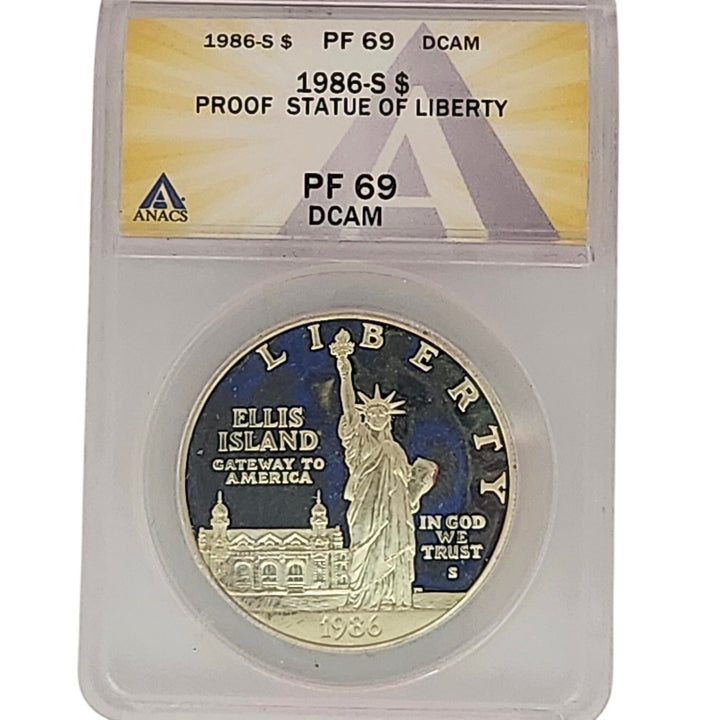 1986-S Statue of Liberty Centennial Silver Dollar ANACS PF69 DCAM Proof Coin