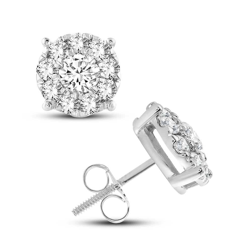 14K White Gold 1.00CT Diamond Earrings