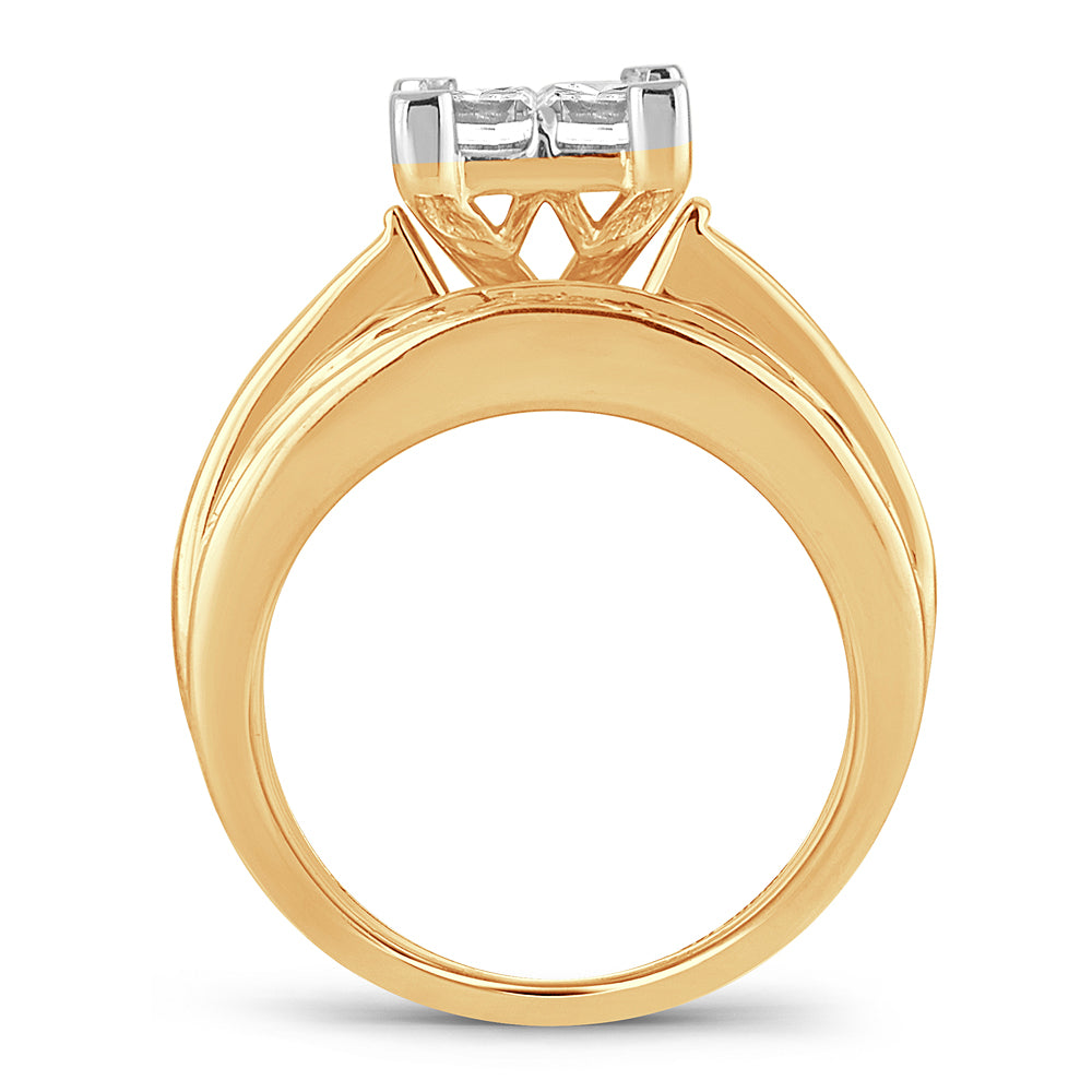 14k Yellow Gold 3CT Lab Diamond Bridal Ring Brilliance