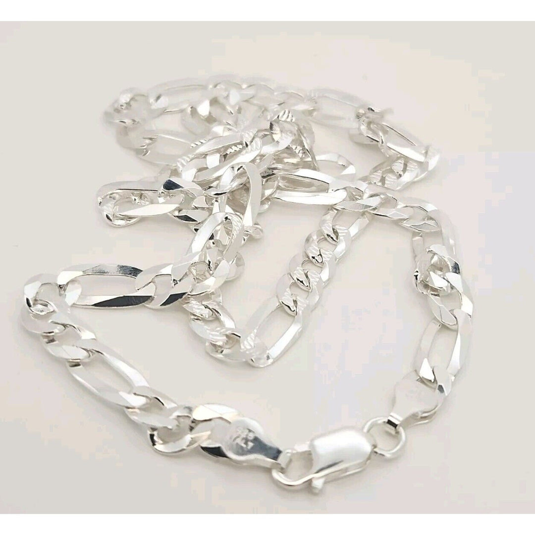 Thick 925 Sterling Silver Figaro Chain necklace 22"