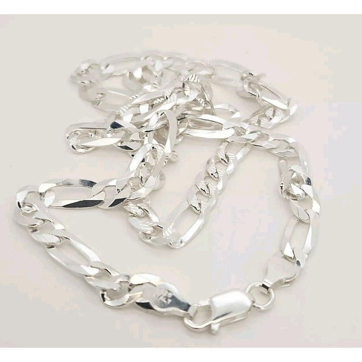 Thick 925 Sterling Silver Figaro Chain necklace 22"