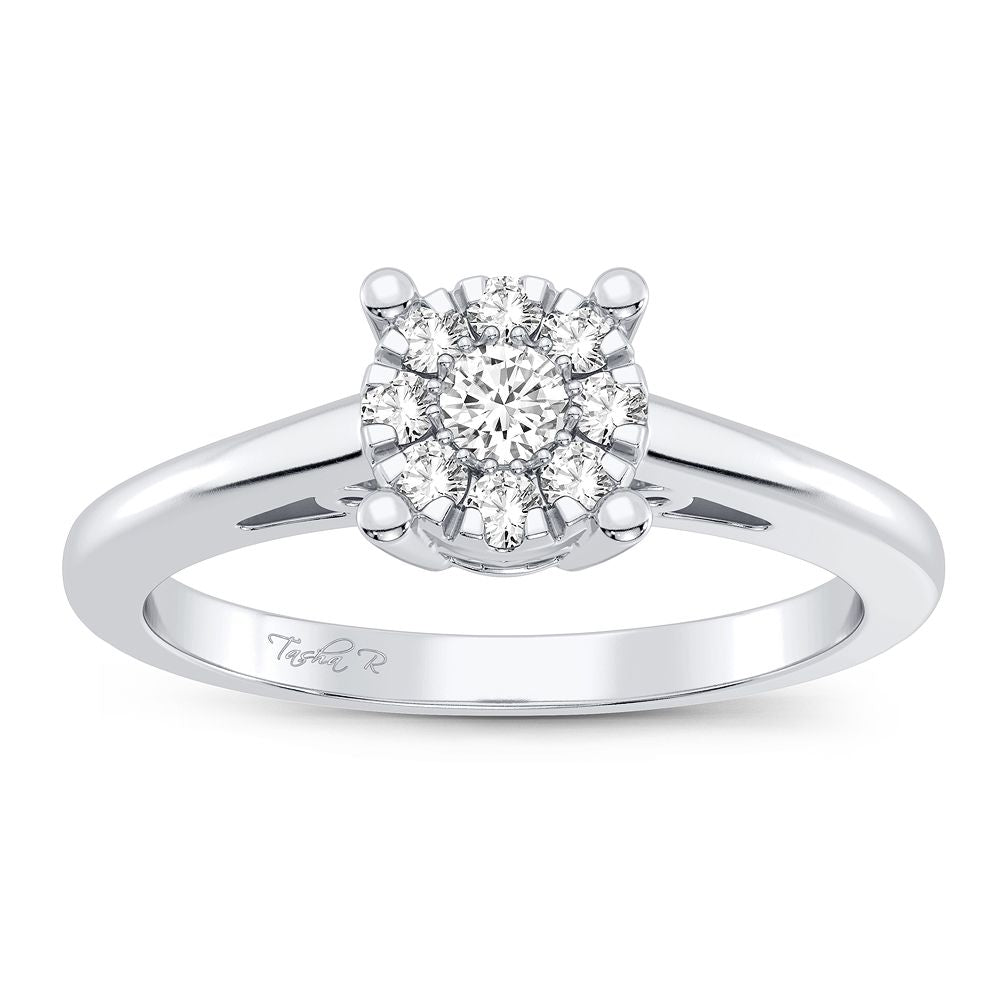 Sparkling 10k White Gold 0.14CT Diamond Womens Ring