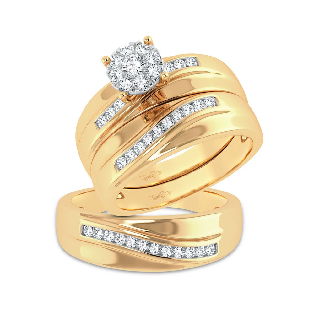 14k Yellow Gold 0.53ct Lab Diamond Trio Wedding Set