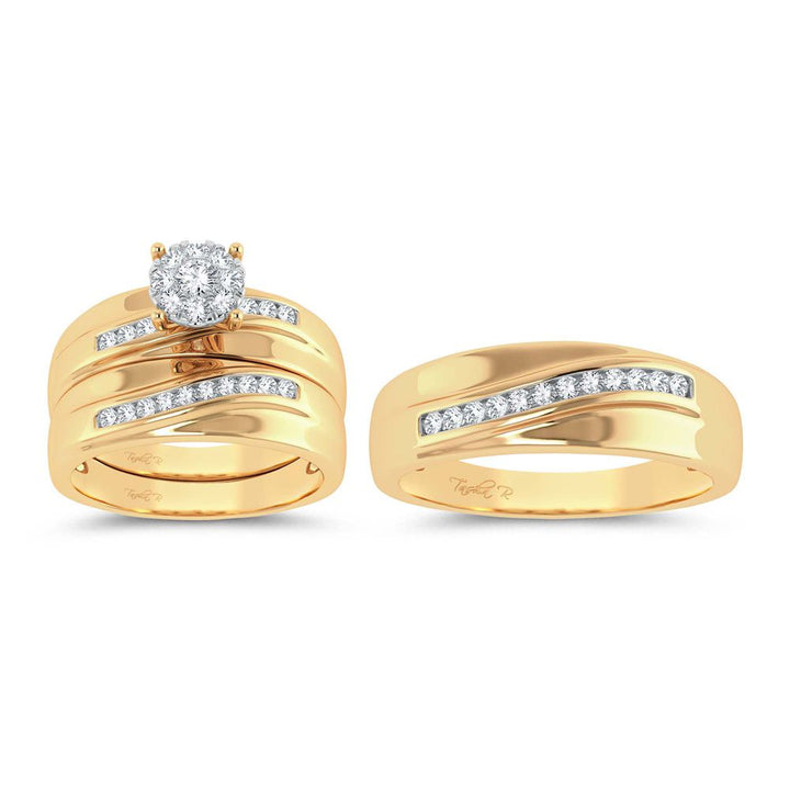14k Yellow Gold 0.53ct Lab Diamond Trio Wedding Set