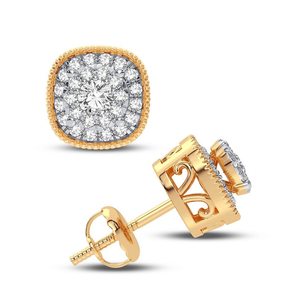 Luminous 14K Yellow Gold 0.25CT Diamond Stud Earrings for Women