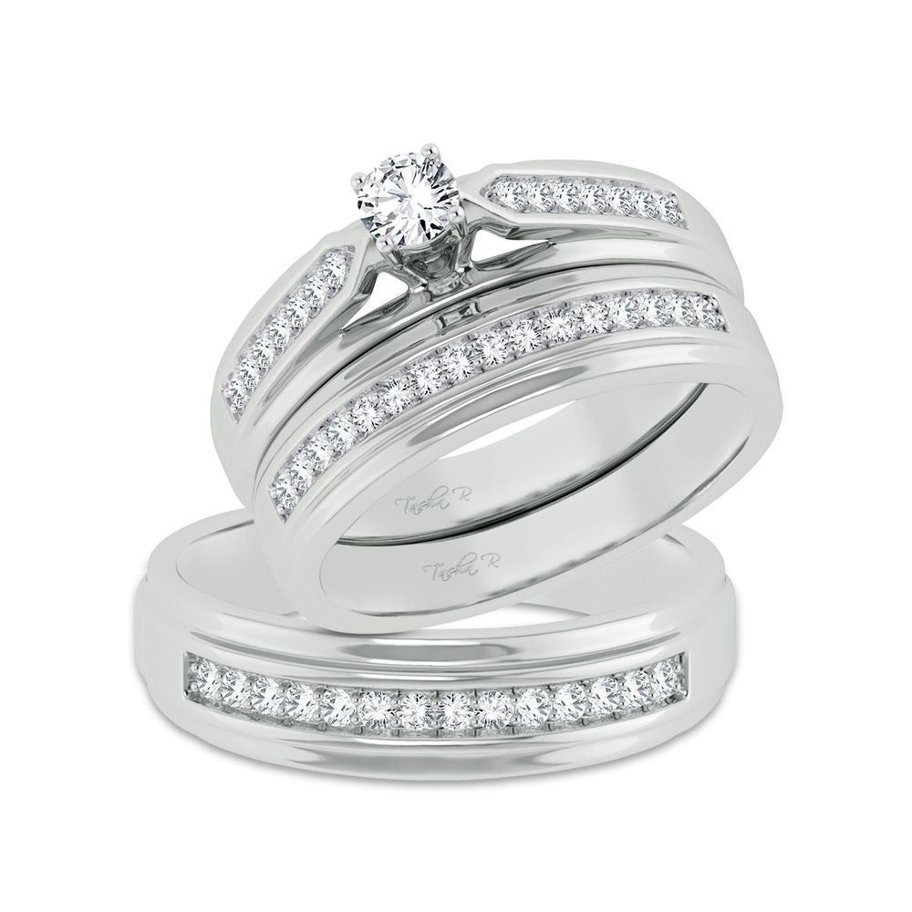 10k White Gold 0.66ct Lab Diamond Trio Wedding Set