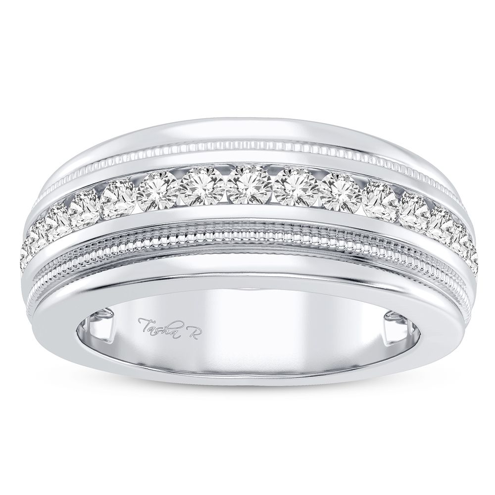 14K White Gold Mens 1CT Diamond Band: Masculine Strength