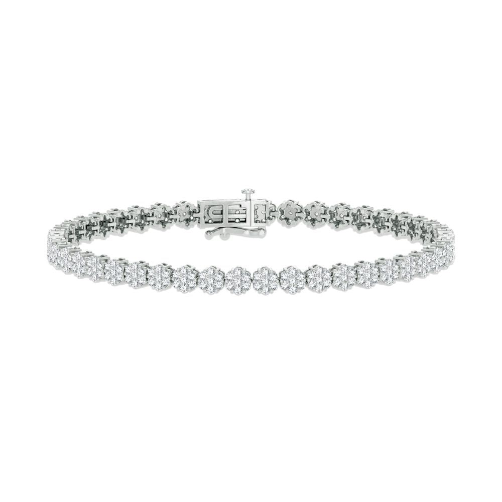 Luminous 14k White Gold Lab Diamond Womens Tennis Bracelet