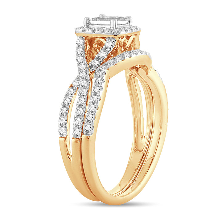 14K Yellow Gold 1CT Lab Diamond Bridal Ring Set