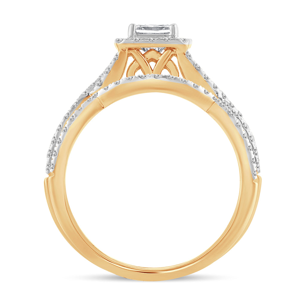14K Yellow Gold 1CT Lab Diamond Bridal Ring Set