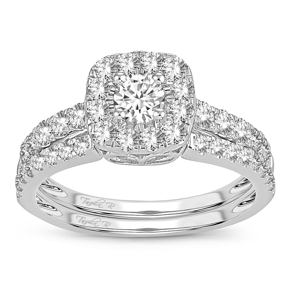 14k White Gold 1CT Lab Diamond Bridal Ring Set