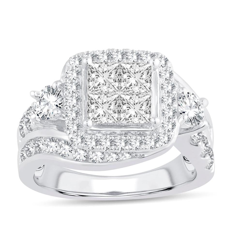 Brilliant 14k White Gold Lab Diamond Engagement Ring 2.50CT