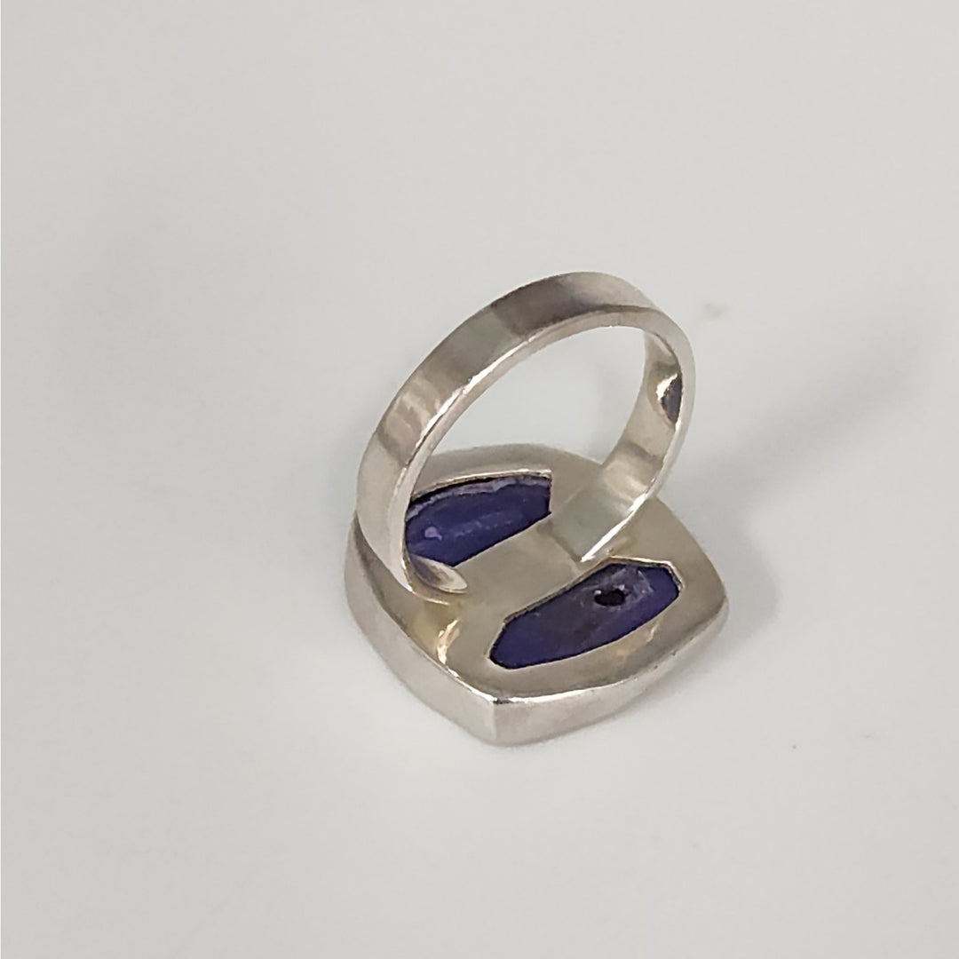 Sterling Silver Heat-Treated Purple Druzy Agate Statement Ring Size 8