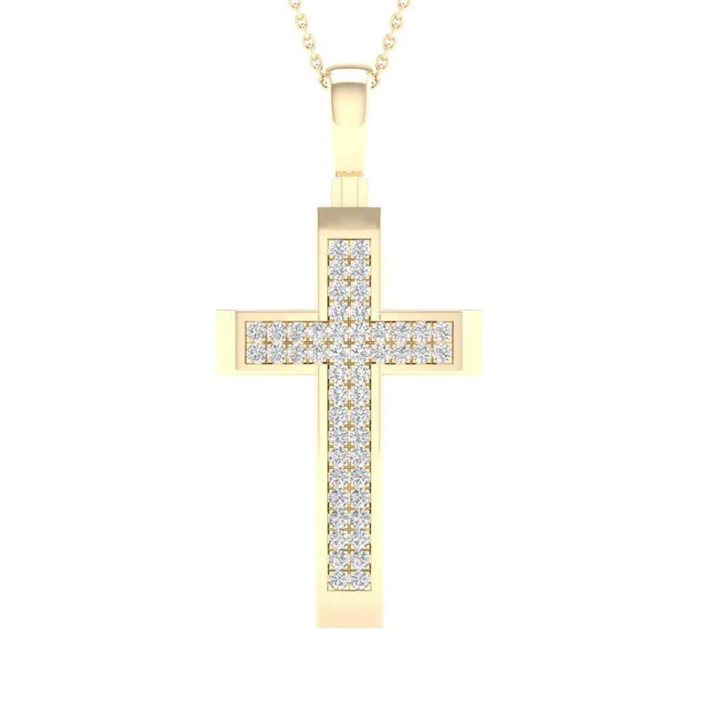 Womens 10k Gold 0.15ct Diamond Cross Necklace