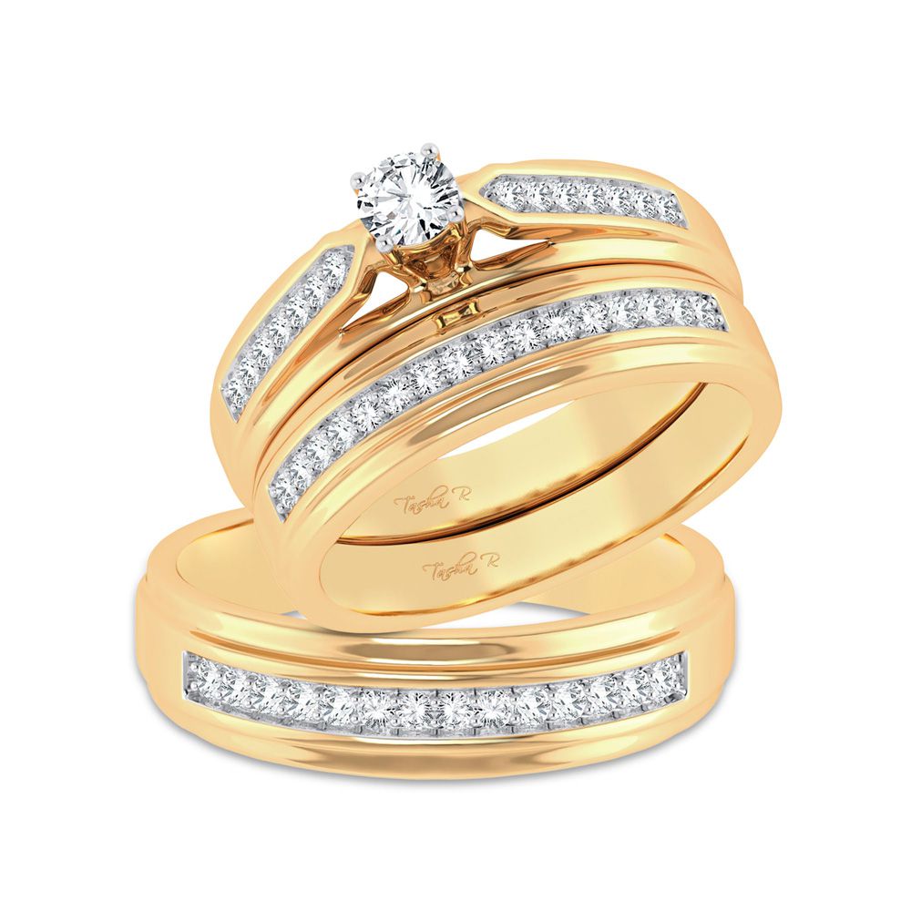 14k Yellow Gold Lab Diamond Trio Set - Chic Ensemble