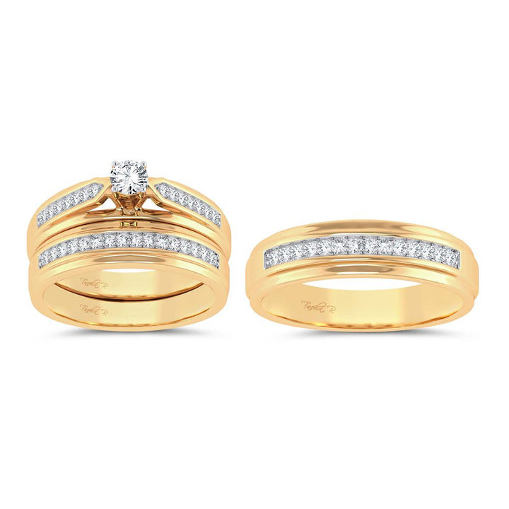 14k Yellow Gold Lab Diamond Trio Set - Chic Ensemble