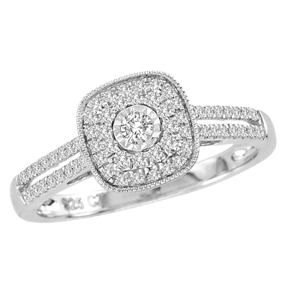 Elegant 14k White Gold 0.30CT Diamond Womens Ring