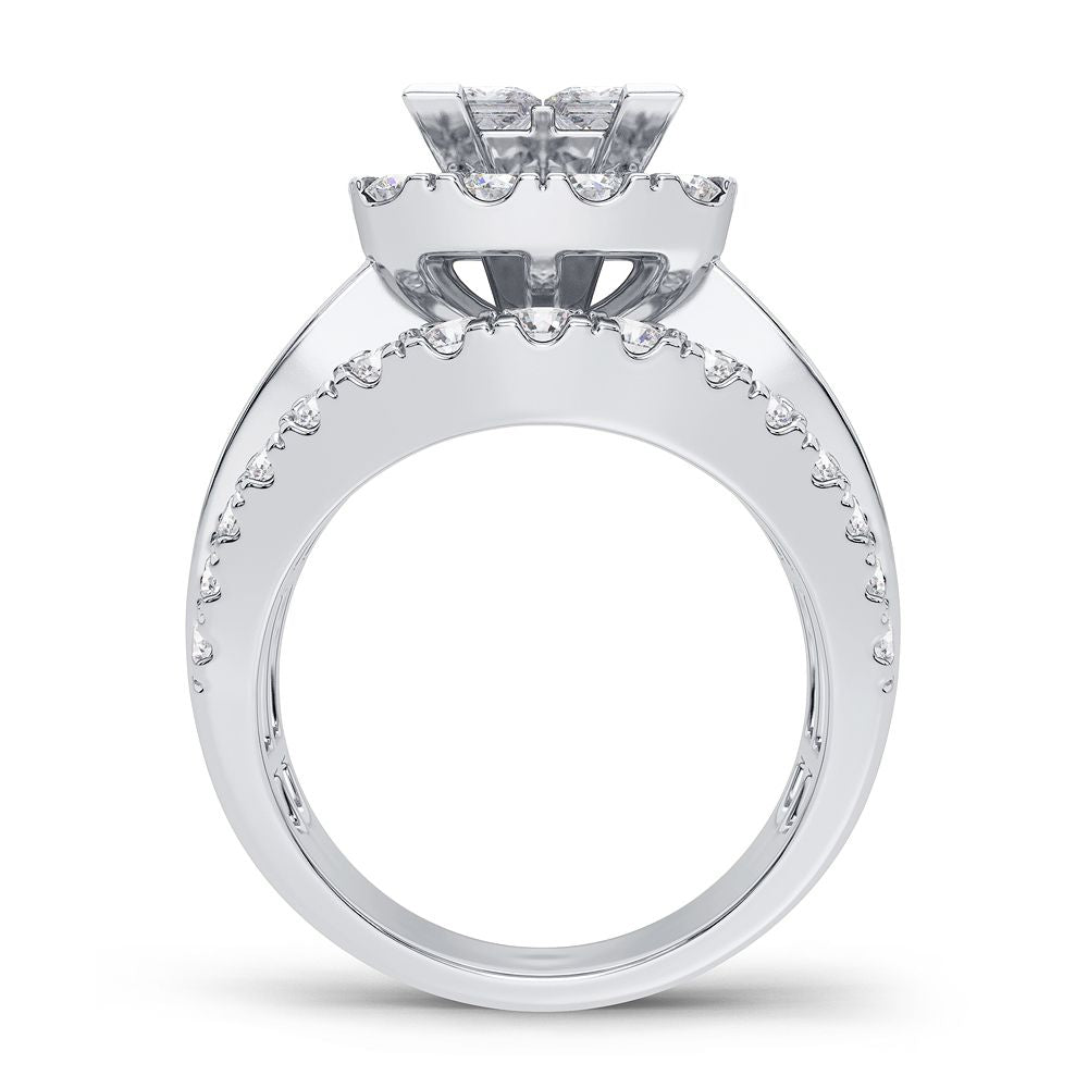 14K White Gold 1.95CT Lab Diamond Womens Engagement Ring
