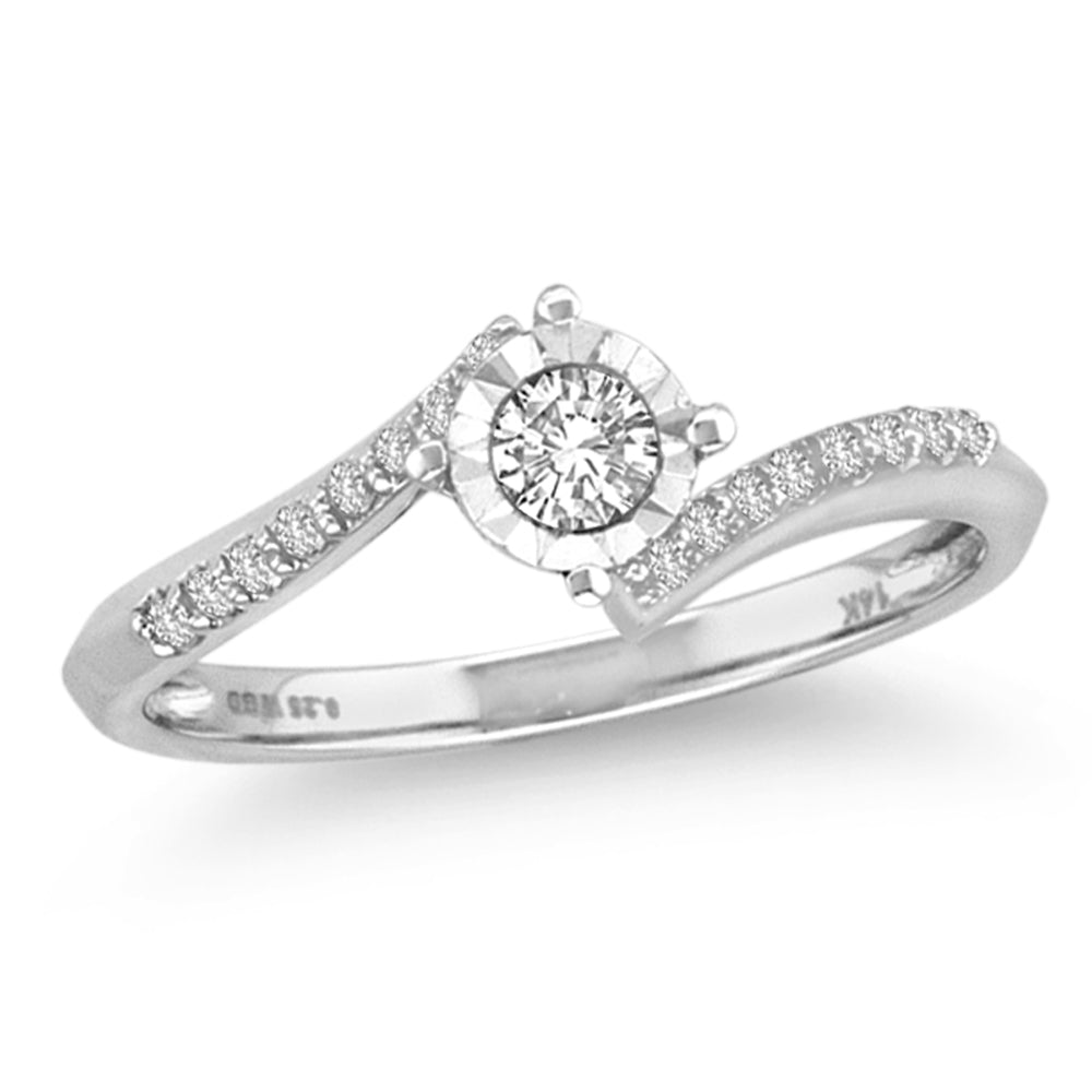 14K White Gold 0.25CT Diamond Ring