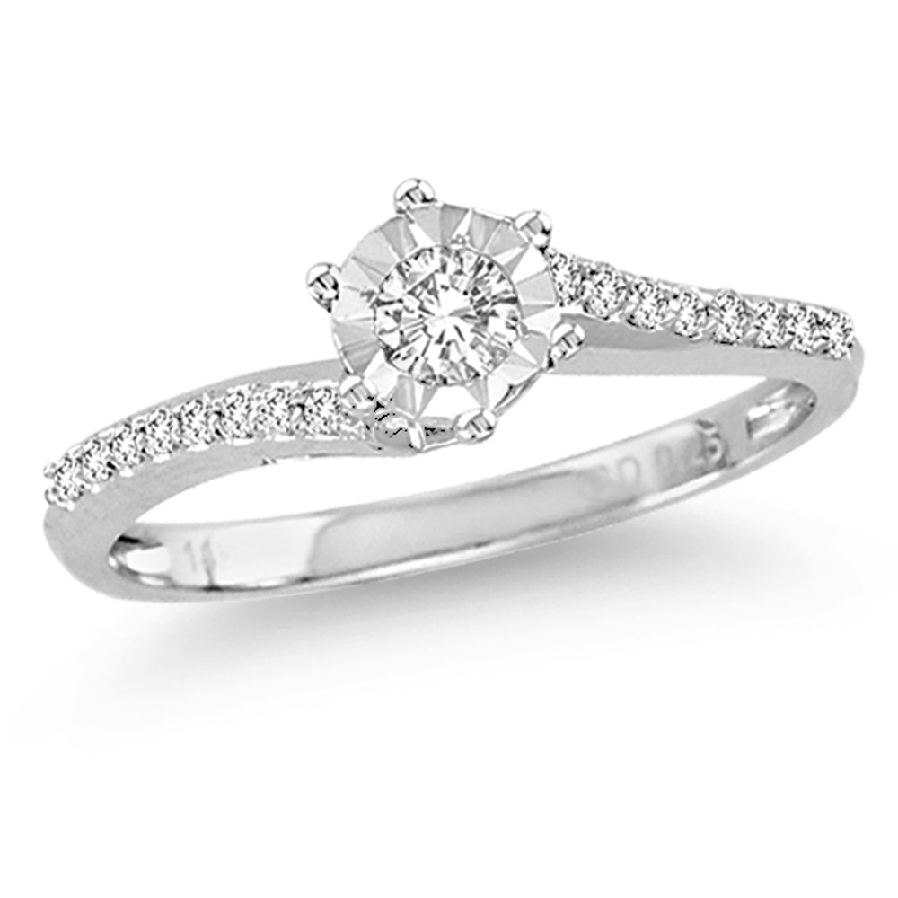 14K White Gold 0.25CT Diamond Ring