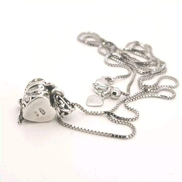 Beautiful 925 sterling silver Heart Lock It pendant necklace 21"