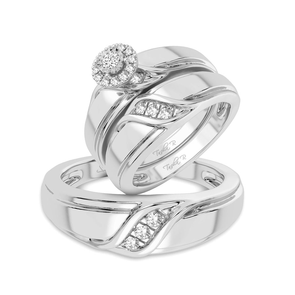 14k White Gold Lab Diamond Trio Set for Modern Women