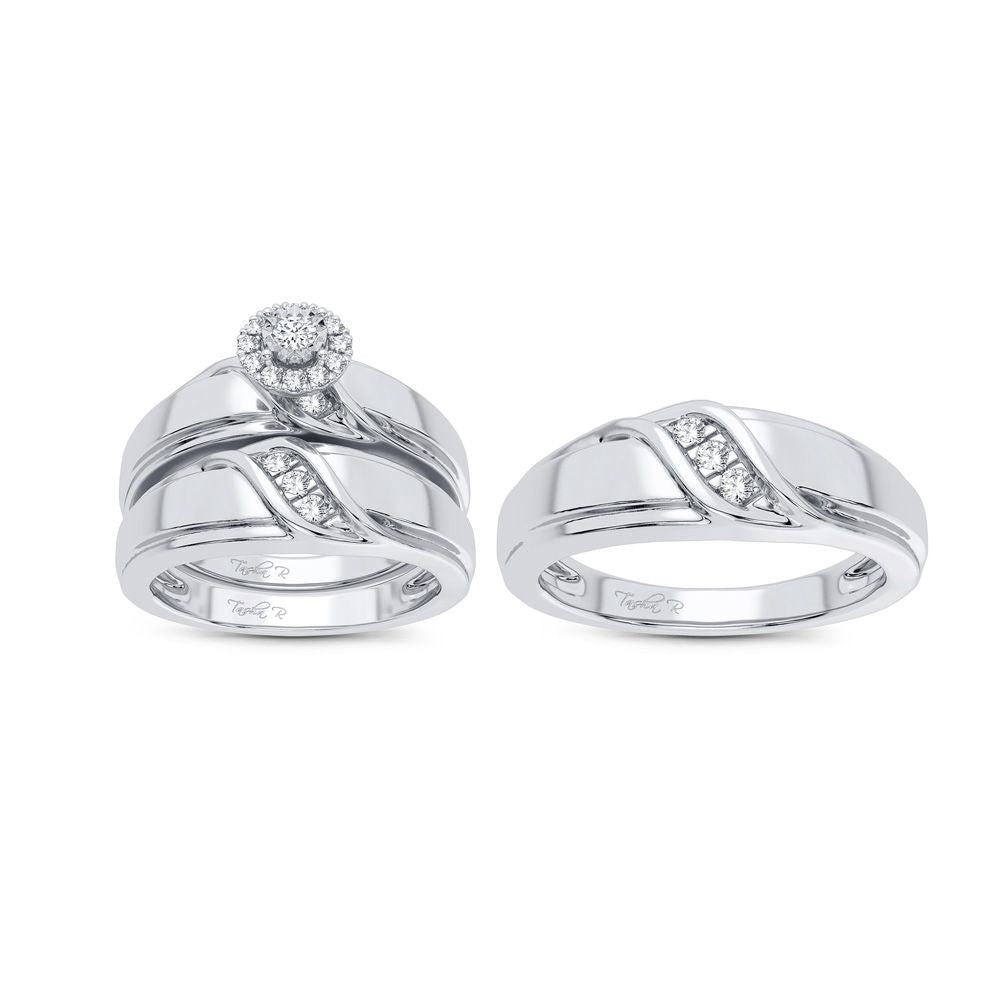14k White Gold Lab Diamond Trio Set for Modern Women
