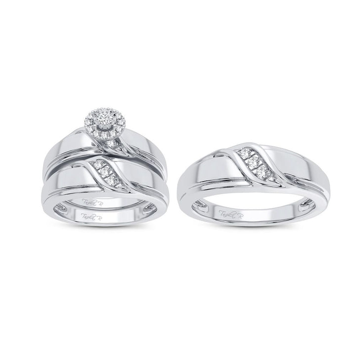 14k White Gold Lab Diamond Trio Set for Modern Women