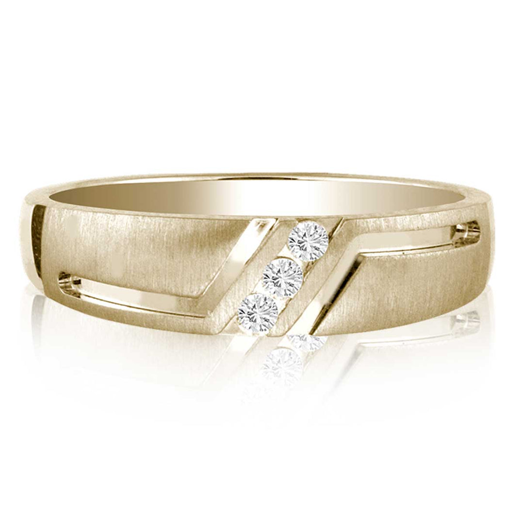 Timeless 14K Yellow Gold Mens Diamond Wedding Band