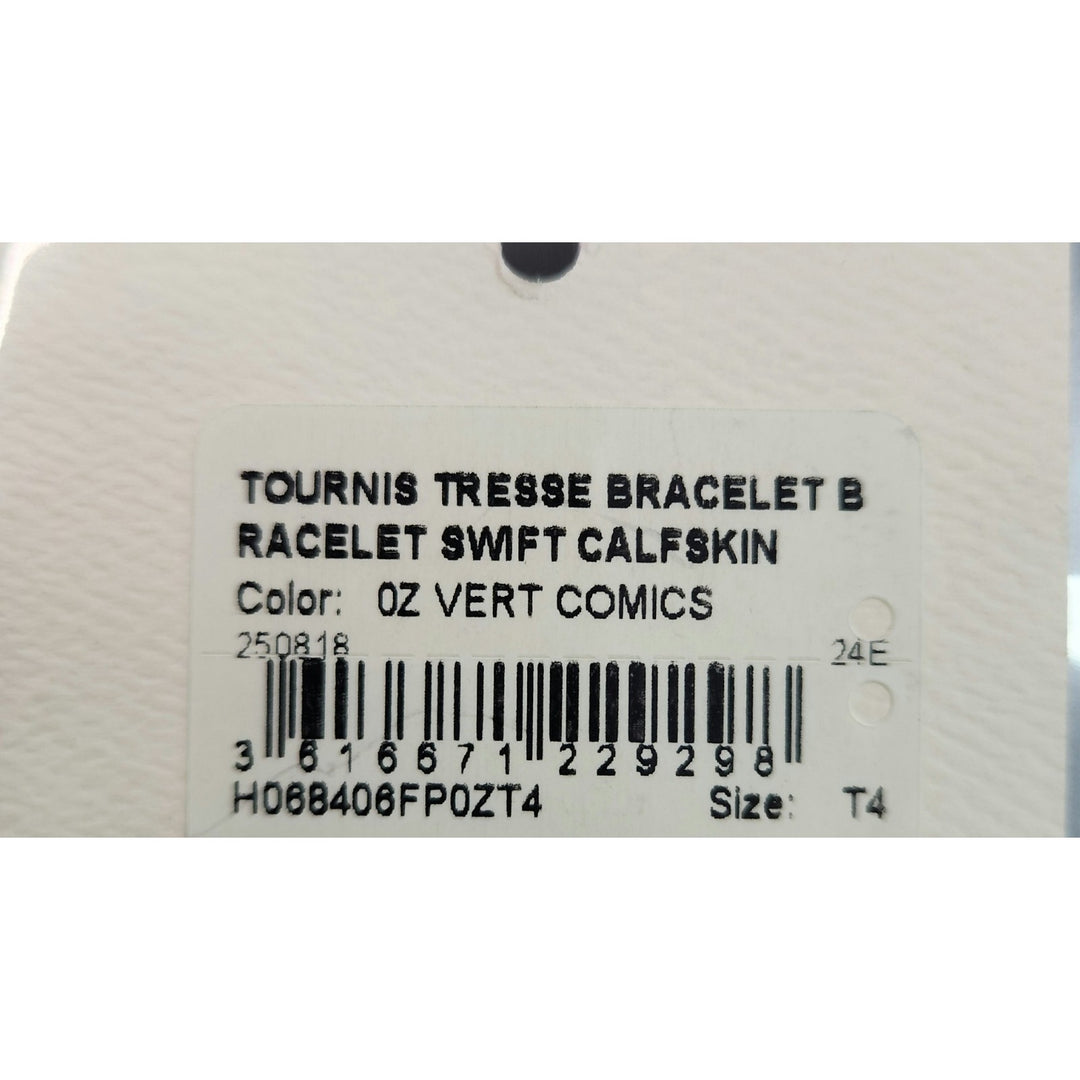 New Hermes Green Tournis Tresse Bracelet Swift Calfskin Authentic T4